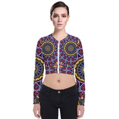 Kaleidoscope Mandala Colorful Long Sleeve Zip Up Bomber Jacket by Wegoenart