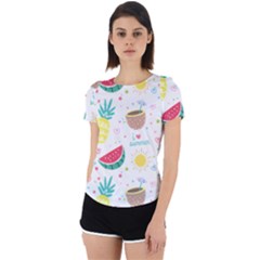 Pineapple And Watermelon Summer Fruit Back Cut Out Sport Tee by Jancukart