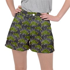 Halloween - Green Roses On Spider Web  Ripstop Shorts by ConteMonfrey