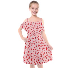 Hearts Valentine Heart Pattern Kids  Cut Out Shoulders Chiffon Dress by Ravend