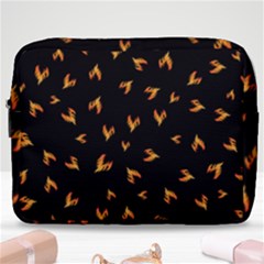 Pattern Flame Black Background Make Up Pouch (large) by Ravend