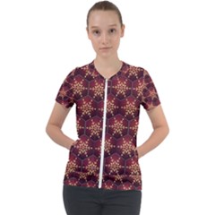 Background Pattern Icon Design Short Sleeve Zip Up Jacket