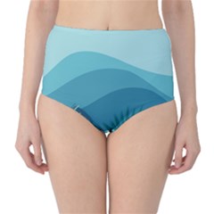 Palm Leaves Waves Mountains Hills Classic High-waist Bikini Bottoms by Ravend