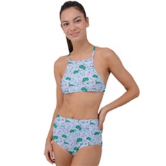 Illustration Flower Pattern Wallpaper Seamless High Waist Tankini Set by Ravend