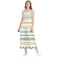 Pattern Colored Line Watercolor Painting Blue Color Splash Boho Sleeveless Summer Dress by danenraven