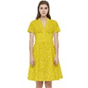 Bright Yellow Crunchy Sprinkles Short Sleeve Waist Detail Dress View1