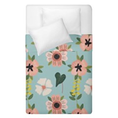 Flower White Pattern Floral Duvet Cover Double Side (single Size)