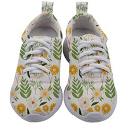 Flower White Pattern Floral Nature Kids Athletic Shoes by Wegoenart