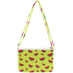 Watermelon Pattern Wallpaper Double Gusset Crossbody Bag by Wegoenart