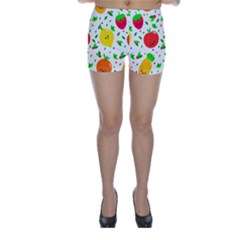 Pattern Fruit Fruits Orange Green Skinny Shorts by Wegoenart