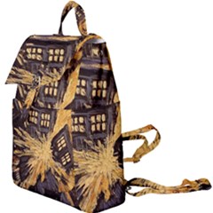 Brown And Black Abstract Painting Doctor Who Tardis Vincent Van Gogh Buckle Everyday Backpack by danenraven