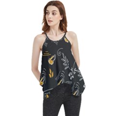 Leaves Coffee Digital Paper Cup Flowy Camisole Tank Top