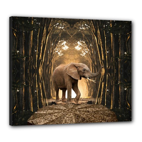 Sculpture Travel Outdoor Nature Elephant Canvas 24  X 20  (stretched) by Wegoenart