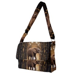 Sculpture Travel Outdoor Nature Elephant Full Print Messenger Bag (l) by Wegoenart