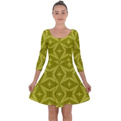 Seamless-pattern Quarter Sleeve Skater Dress