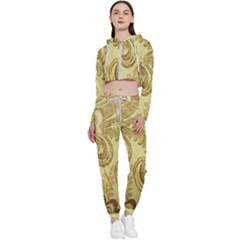 Texture Cropped Zip Up Lounge Set