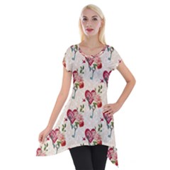 Key To The Heart Short Sleeve Side Drop Tunic