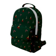 Christmas Background Green Pattern Flap Pocket Backpack (large) by Ravend