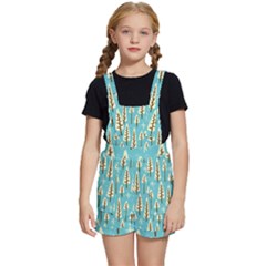 Vector-white-cartoon-trees-pattern Kids  Short Overalls