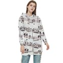 Vintage Beige Music Paper Background Design Women s Long Oversized Pullover Hoodie View1