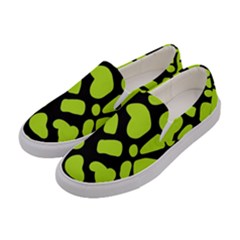 Neon Green Cow Spots Women s Canvas Slip Ons by ConteMonfrey