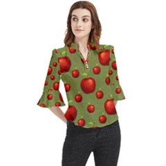 Apples Loose Horn Sleeve Chiffon Blouse