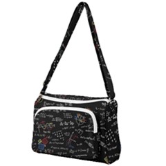 Black Background Text Overlay  Mathematics Formula Front Pocket Crossbody Bag by danenraven