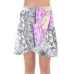 Anatomy Brain Head Medical Psychedelic  Skull Wrap Front Skirt by danenraven