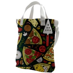 Vector Seamless Pizza Slice Pattern Hand Drawn Pizza Illustration Great Pizzeria Menu Background Canvas Messenger Bag by Ravend