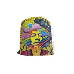 Psychedelic Rock Jimi Hendrix Drawstring Pouch (medium) by Jancukart