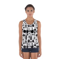 Wine Pattern Black White Sport Tank Top  by Jancukart