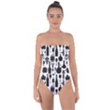 Wine Pattern Black White Tie Back One Piece Swimsuit View1