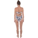 Wine Pattern Black White Tie Back One Piece Swimsuit View2