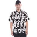 Wine Pattern Black White Men s Short Sleeve Shirt View1