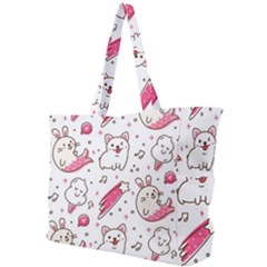 Cute-animals-seamless-pattern-kawaii-doodle-style Simple Shoulder Bag by Jancukart