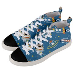 Seamless-pattern-funny-astronaut-outer-space-transportation Men s Mid-top Canvas Sneakers by Jancukart