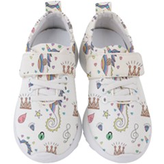 Seamless-pattern-cute-unicorn-cartoon-hand-drawn Kids  Velcro Strap Shoes by Jancukart