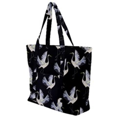 Crane-pattern Zip Up Canvas Bag by Jancukart