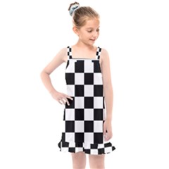 Chess Board Background Design Kids  Overall Dress by Wegoenart