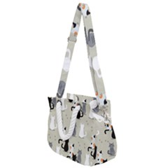 Cute-cat-seamless-pattern Rope Handles Shoulder Strap Bag by Wegoenart