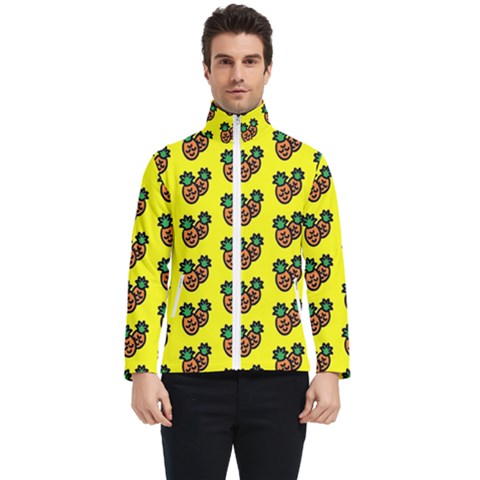 Yellow Background Pineapples Men s Bomber Jacket by ConteMonfrey