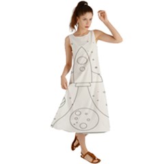 Going To Space - Cute Starship Doodle  Summer Maxi Dress by ConteMonfrey