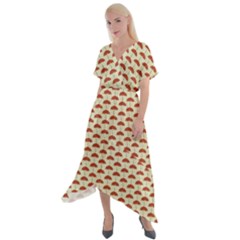 Under My Little Umbrella Cross Front Sharkbite Hem Maxi Dress