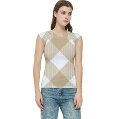 Clean Brown White Plaids Women s Raglan Cap Sleeve Tee