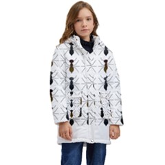 Ants Insect Pattern Cartoon Ant Animal Kid s Hooded Longline Puffer Jacket by Ravend