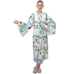 Penguin Pattern Maxi Velour Kimono by Wegoenart