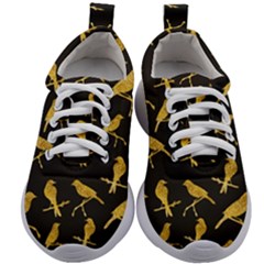 Background-with-golden-birds Kids Athletic Shoes by Wegoenart