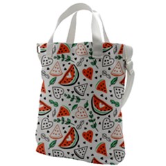 Seamless-vector-pattern-with-watermelons-mint Canvas Messenger Bag by Wegoenart