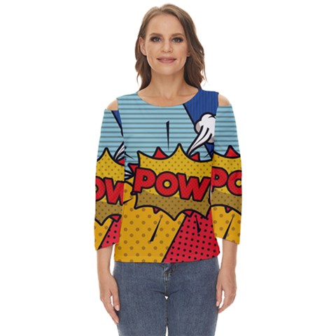 Pow Word Pop Art Style Expression Vector Cut Out Wide Sleeve Top by Wegoenart