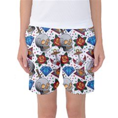 Full Color Flash Tattoo Patterns Women s Basketball Shorts by Wegoenart